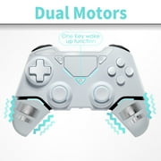 Wireles Game Controller for P4/Pro/PC/Slim, Bluetooth Gamepad Remote Joystick with LED Light Turbo/Dual Vibration/6-Axis Motion Sensor, White
