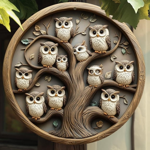1pc Vintage Owl Tree Aluminum Wall Art, 8x8 Inch Metal Sign for Home, No Electricity or Battery Needed, Ideal for Christmas, Thanksgiving, St. Patrick'S Day, Valentine'S Day Decorations