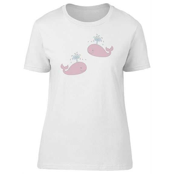 Cute Pink Whales In The Sea T-Shirt Women -Image by Shutterstock, Female Medium