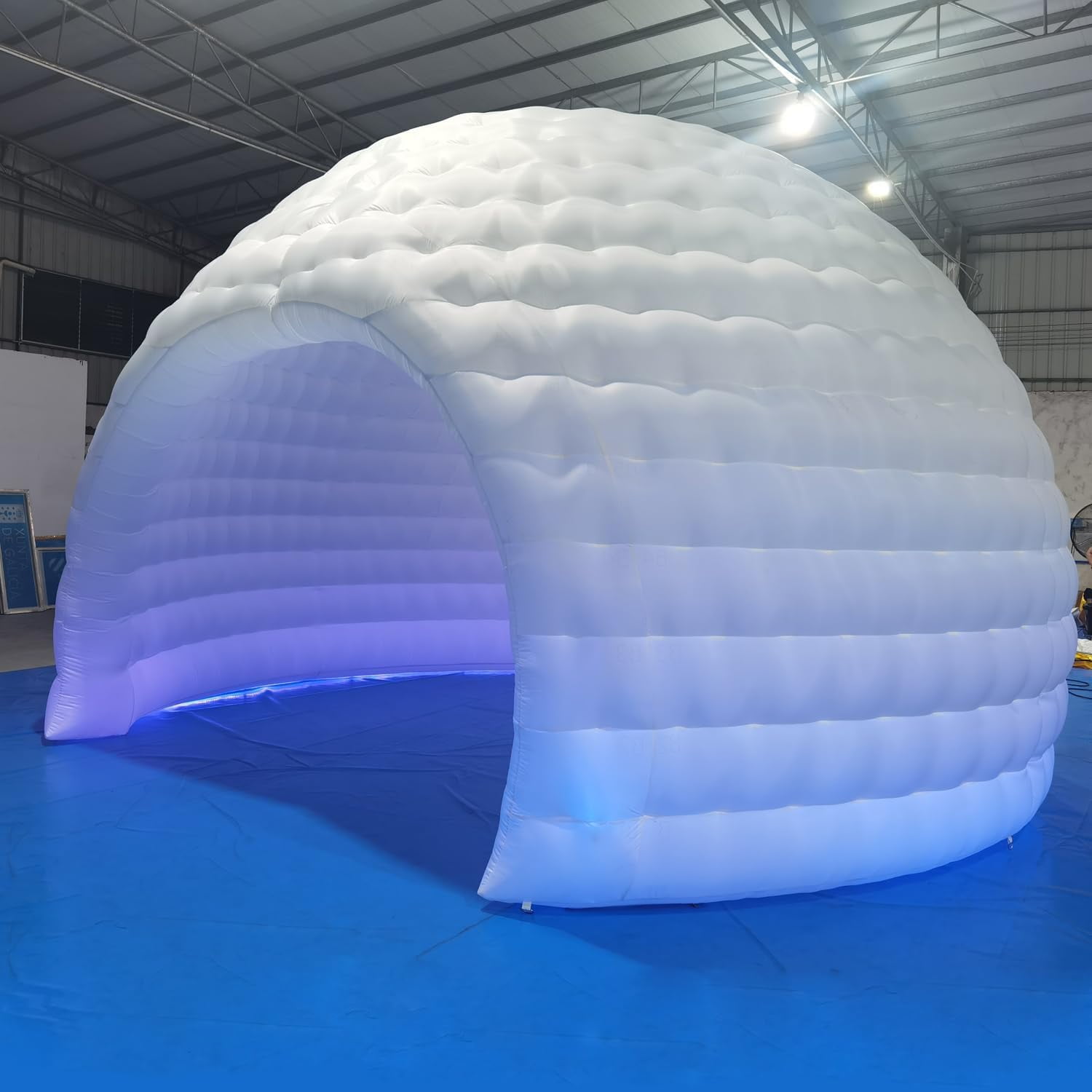 Striking Inflatable Igloo Dome Tent with Led Strips & Big Opening Outdoor Portable Nightclub Disco Igloo Party Wedding House White Oxford Air Marquee for Events (26.2Ft 8m D)