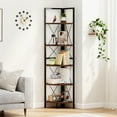 thumbnail image 4 of Gymax 5-tier Corner Display Rack Corner Ladder Bookshelf w/ Sturdy Metal Frame Brown & Black, 4 of 10