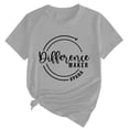 thumbnail image 2 of Tittly T Shirts for Women Tshirts Shirts Women's Difference Maker Para Printed T Shirt Cotton Round Neck Casual Short Sleeves Graphic Tees Summer Tops Grey XL, 2 of 4