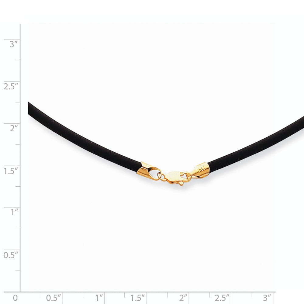 14K Yellow Gold necklace Cord & Leather 16 in 4 mm