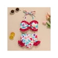 thumbnail image 2 of Gzhioc Sister Matching Swimwear, Heart Print Bowknot One-Piece Bikini/Halter Crop Tops and Ruffles Shorts Swimsuit Set Gift, 2 of 8