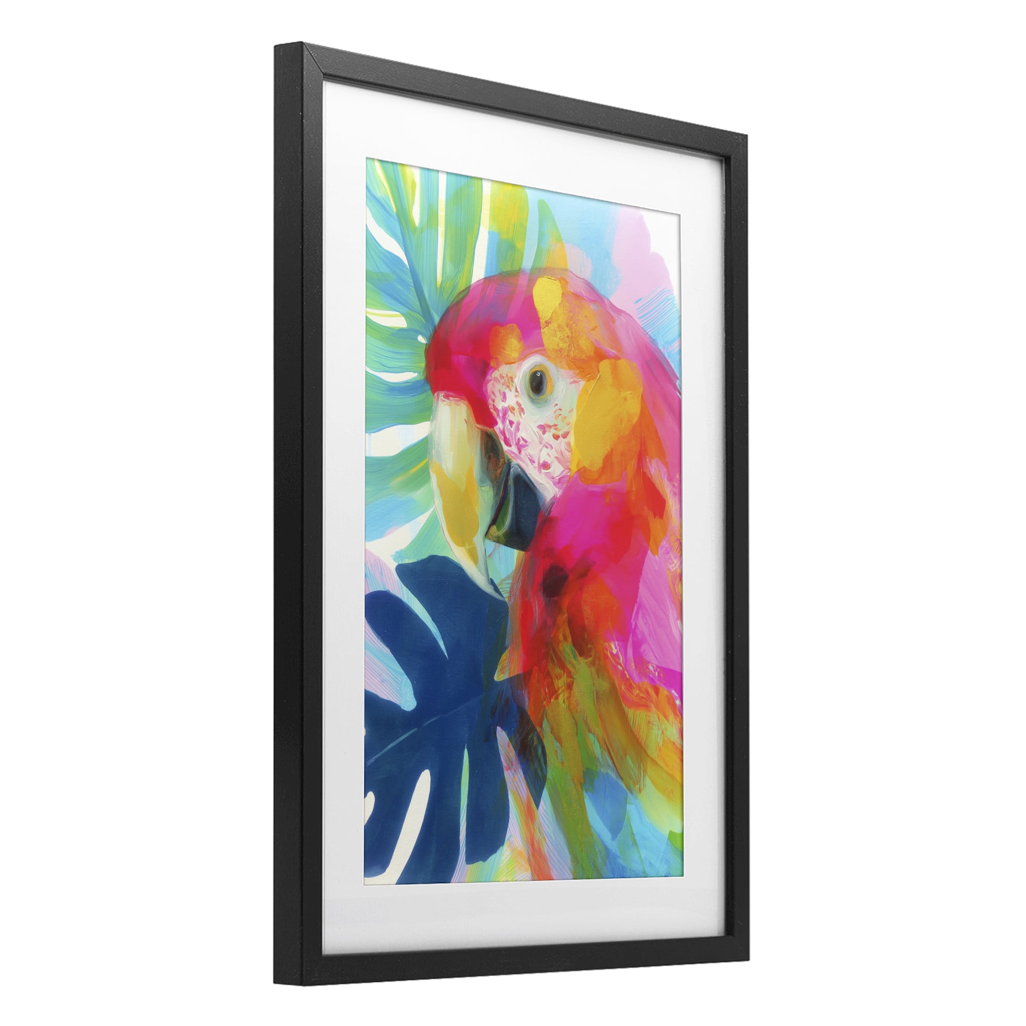 Stupell Industries Scarlet Macaw in Paradise Black Framed Print Under Glass, design by Chromatic Storm Studio