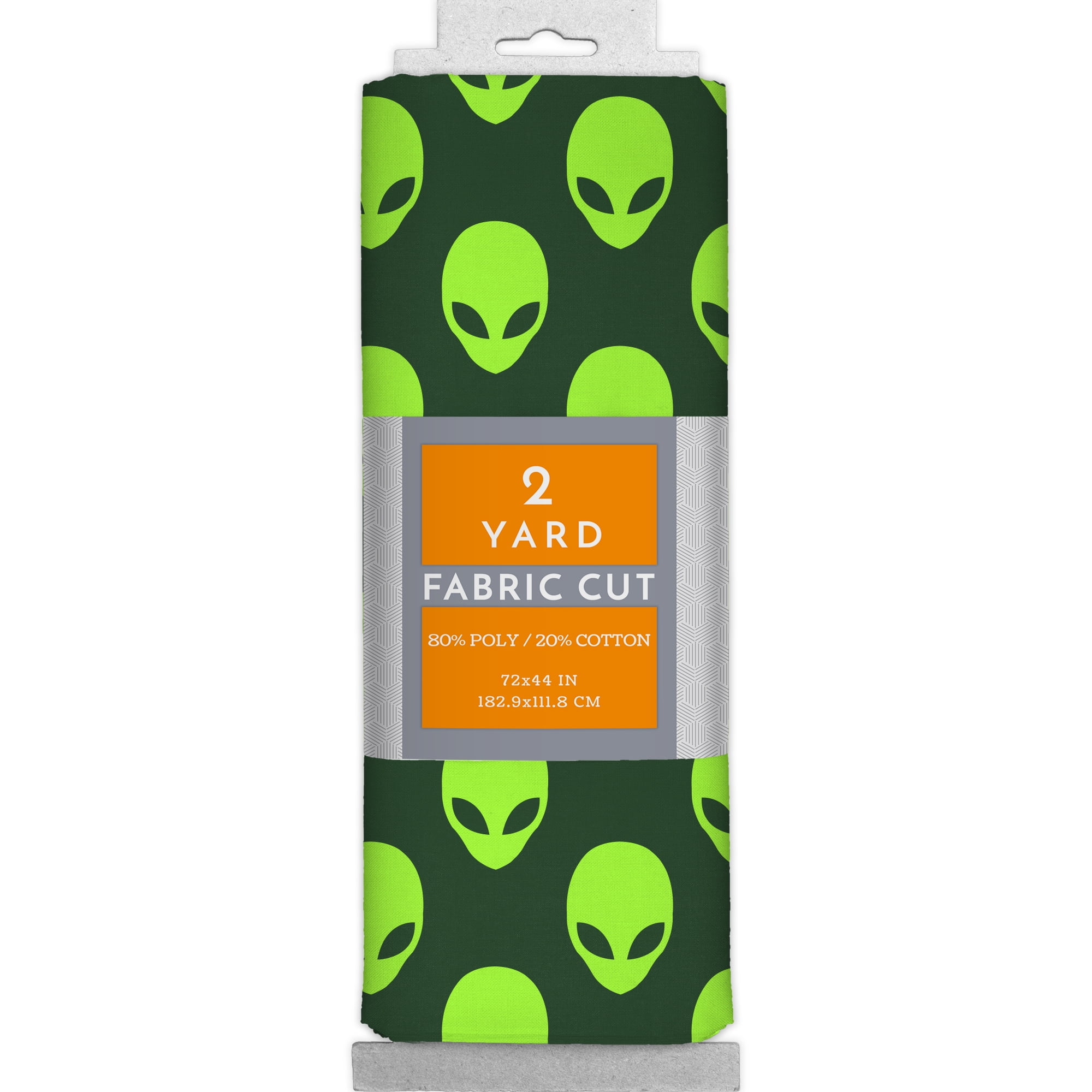 2 Yards 100% Cotton Alien Face, Green, 44" Wide for Crafts by David Textiles