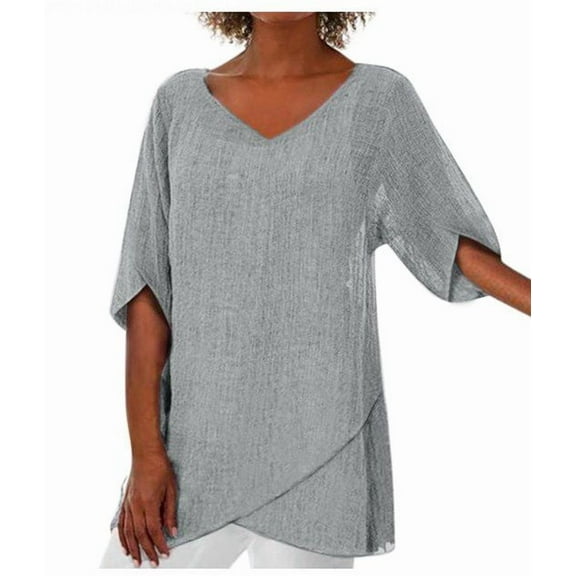 Womens Stripe V Neck Long Sleeve Blouses Baggy Tops Tunic T Shirts Plus Size