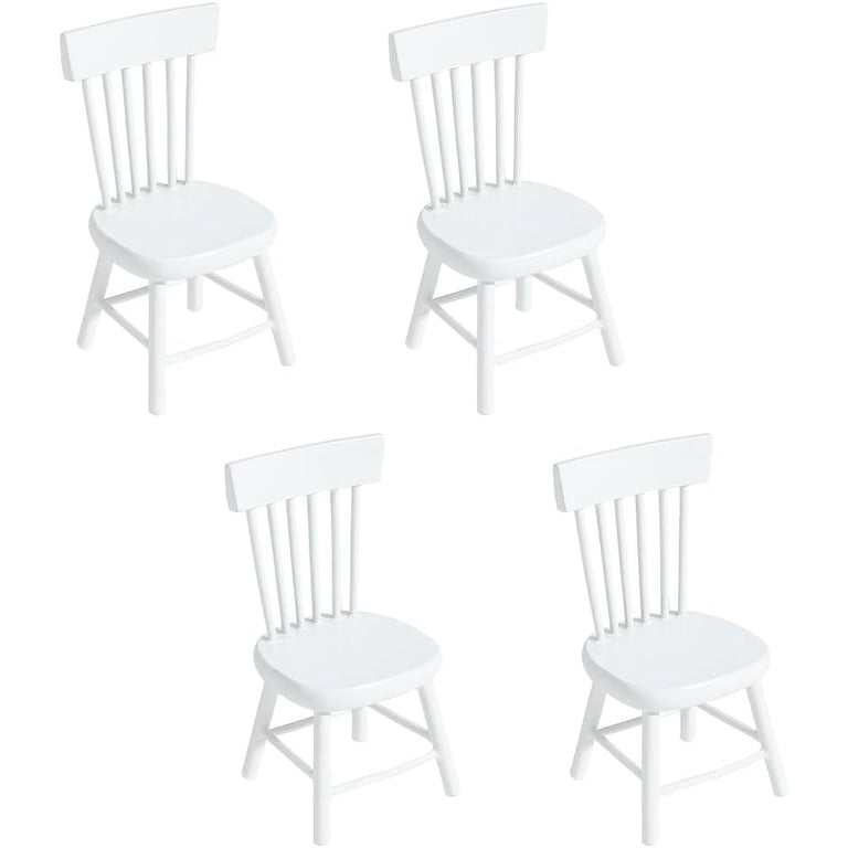 10Pcs 1:25 Scale Miniature White Plastic Chairs – 16mm X 34mm, Dollhouse Furniture Model Decor-580449