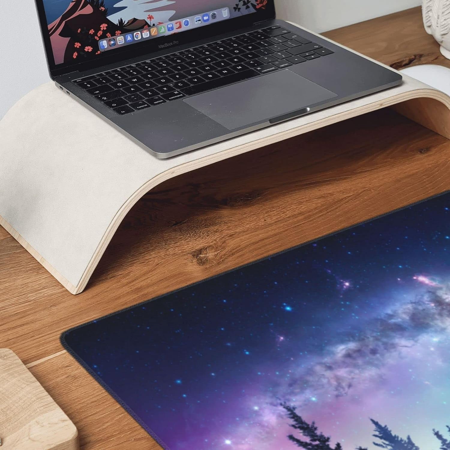 Gaming Mouse Pad,Large Mouse Pads for Desk,Non-Slip Rubber Base Extended Mousepad,XXL Keyboard Mouse Mat,Computer Keyboard Desk Pad with Stitched Edges,35.4x15.8inch,Clear Stary Night