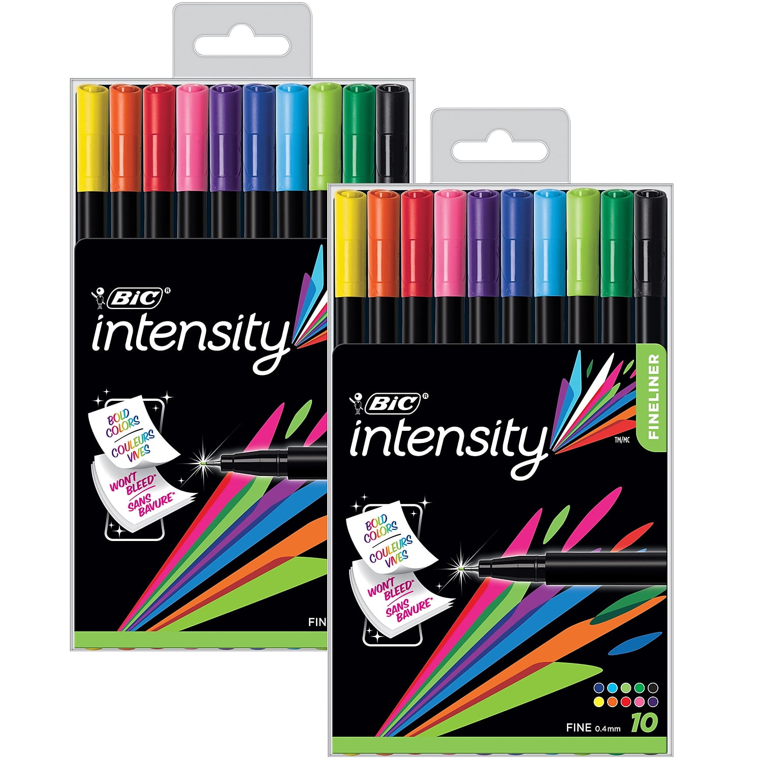 20-Count-New Intensity Fineliner 0.4mm Assorted Colors with Reusable Pack 