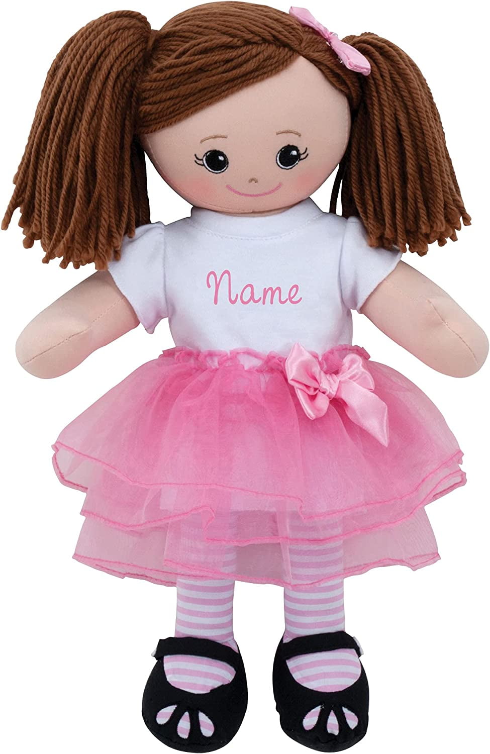 Personalized Girl's Doll With Tutu and Hair Clip