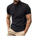 thumbnail image 2 of Men's Henley Shirts Solid Color Buttons Short Sleeve Athletic Tops for Gym Workout Casual Summer T Shirt, 2 of 6