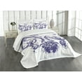 thumbnail image 3 of Ambesonne Fleur De Lis Quilted Bedspread Set 3 Pcs, Grunge Lily Flag, Queen Size, Purple White, 3 of 5