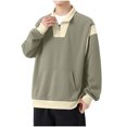 thumbnail image 2 of Blusa y camisa de manga larga con cuello alto para hombre, estilo casual, con bloques de color y bolsillo con cremallera, blusa de manga larga con cuello alto, blusa de poliéster para hombre, 2 of 7