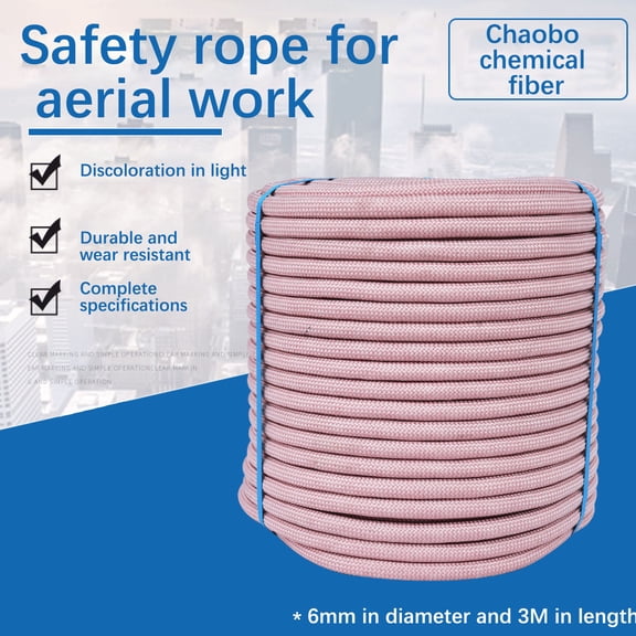Aufmer 6MM Climbing Rope,9.8ft High Strength Outdoor Safety Static Rock Climbing Rope, Escape Rope, Rappelling Rope, Fire Rescue Parachute Rope