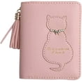 thumbnail image 2 of 1 tarjetero corto con bolsillo con cremallera y borlas, color rosa, 2 of 5