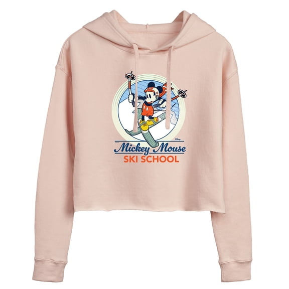 Disney - Mickey Mouse Ski School - Juniors Cropped Pullover Hoodie