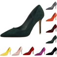 thumbnail image 5 of AUDeals Women Suede Pointed Closed Toe Stiletto Pumps, Fashion High Heel Dress Shoes, Comfort Footwear for Wedding, Party & Office Daily Wear (Green, 10), 5 of 5