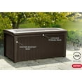thumbnail image 6 of Keter Borneo 110 Gallon Rattan Wicker Resin Deck Storage Box Bench, Brown, 6 of 12