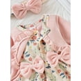 thumbnail image 6 of Qiylii Baby Girl Floal Romper Suits, Long Sleeve Playsuit + Headband,0-18M, 6 of 9