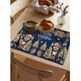 thumbnail image 2 of Placemats Set of 6, Cotton Linen Heat Table Mats Non-Slip Washable Christmas Tree Winter Deer Garland Bell Poinsettia Dark Blue Placemat for Holiday Banquet Dining Kitchen Table Decor, 2 of 5
