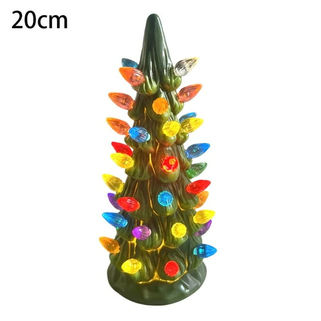 Retro Hand-Painted Tabletop Christmas Trees, Ceramic Christmas Trees That Light Up, Table Top Decorations with Lights, Perfect for Tabletop Home Festive Ornament 2025 New (7.87 inch)