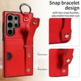 thumbnail image 4 of Allytech Wallet Case for Samsung Galaxy S24 Ultra, [Card Slot] [Ring Buckle] [Adjustable Wristband with Snap Buckles] Premium PU Leather Kickstand Shockproof Case Cover for Women Men - Red, 4 of 10