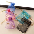 thumbnail image 6 of 50pcs Mixed Color Moon Star Organza Bags Jewelry Candy Pouch Drawstring For Small Businesses Party Favors Packaging Supplies Light Purple Gold 7X9cm, 6 of 6