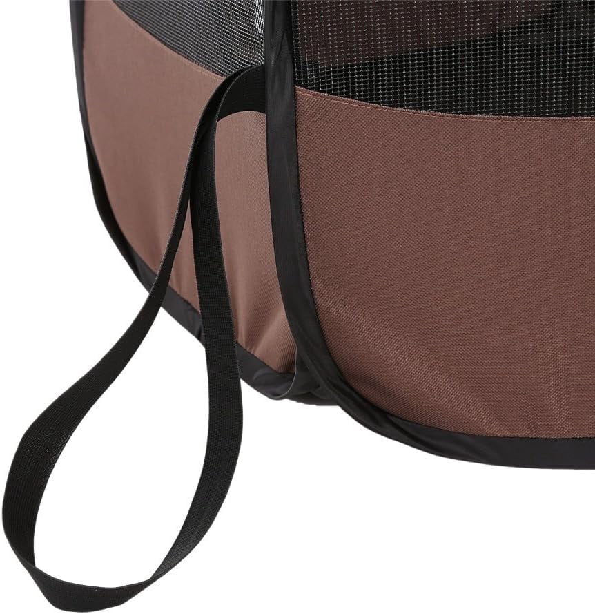 Pethouzz Pet Dog Foldable Portable Octagonal Fences Puppy Playpen House Tent Bed with a Carrying Case (Large, Brown) Brown Large