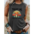 thumbnail image 1 of Camiseta con estampado de letras a color para mujer Trust Me, blusa de algodón con cuello redondo y sin mangas, ropa de calle de moda, 1 of 4