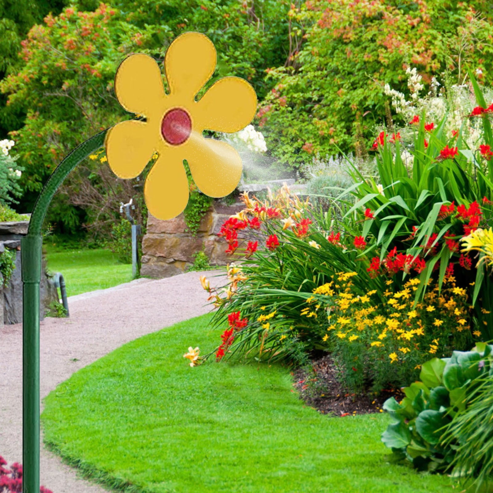 Crazy Daisy Sprinkler, 360° Rotating Dancing Flower Water Sprinkler for Kids & Dogs, Funny Sunflower Lawn Sprinkler for Yard Garden Outdoor Play