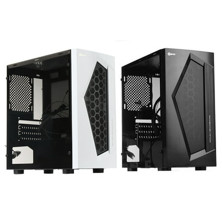 Grtsunsea Black/White USB 3.0 Ports MATX Cooler Gaming Computer Case with 6 LED Cooling Fans for Professional