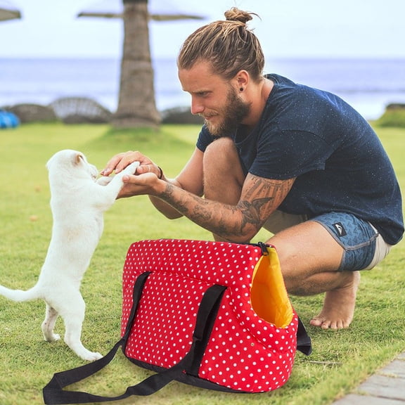 OUNONA Red Pet Backpack for Dogs, Portable Bag with Comfortable Adjustable Straps for Easy Travel