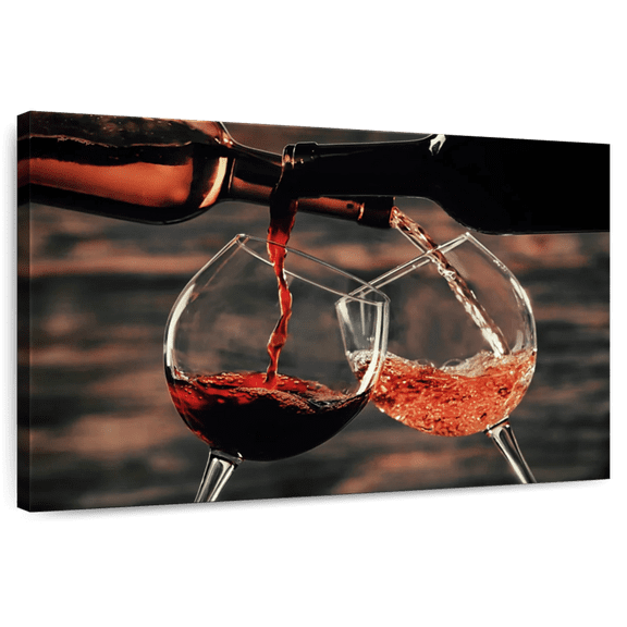 Elephant Stock Pouring Wine From Bottles Wall Art - Horizontal Canvas Wall Art - Living Room Wall Decor - Food And Drink Canvas - Brown And Gray Decor - 12" x 8"