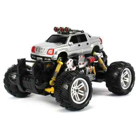 Cadillac Escalade EXT RC Off-Road Monster Truck 1:18 Scale 4 Wheel Drive RTR, Working Hinged Spring Suspension, Perform Various Drifts (Colors May Vary)