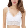 thumbnail image 6 of FANTADOOL Sexy Women Lace Crochet Bralette Bralet Bra Bustier Crop Top Floral Cami Padded Tank Tops bra-White, 6 of 9
