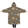 thumbnail image 2 of Oversized Wearable Blanket Hoodie,Brown Highland Cow Daisy Farmhouse Pattern Sherpa Blanket Hoodie with Super Pockets,Super Warm Fuzzy Pullover for Women & Men, 2 of 6