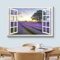 thumbnail image 3 of wall26 Canvas Print Wall Art Window View to Lavender Flowers at Sunset Nature Wilderness Photography Realism Rustic Landscape Colorful Multicolor Ultra for Living Room, Bedroom, Office - 16"x24&, 3 of 5
