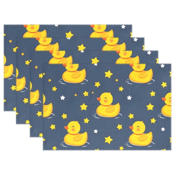 Ryvnso Placemats Set of 4 Cartoon Duck Stars Dining Mats Heat-Resistant Non-Slip Washable Table Mat