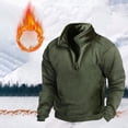 thumbnail image 4 of comerut Men Autumn Winter Solid Color Sweatshirt Stand Collar Zipper Half Placket Pullover Long Sleeve Windproof Warm Outdoor Hunting Tops, 4 of 7