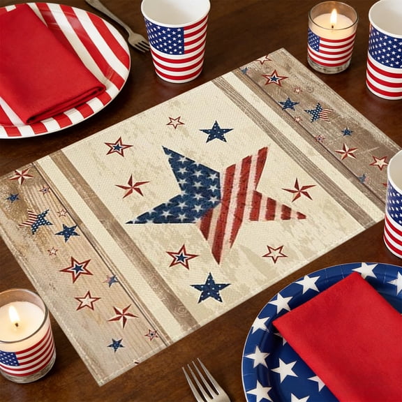 Eolstice Patriotic Placemat, 4th Of July Memorial Day Placemat, Veterans Day Table Decor, for Patriotic Decoration and Supplies, Dining, Party, Washable(D)