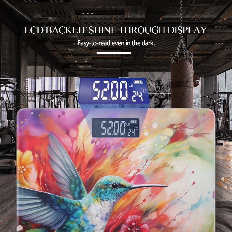 Bathroom Scale, Highly Accurate Digital Body Scale,Precisely Measures Weight up to 400 lbs-Colorful Hummingbird In The Style Of Colorful Fantasy Realism