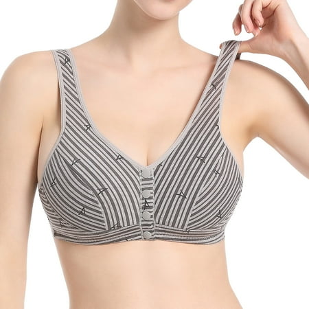 HCURIBAD Wireless Bras  Clearance! Comfortable Convenient Front Closure Button Cotton Bras for Seniors No Underwire Bras  Seamless Bra  Backless Bra  Bras for Women Gray D
