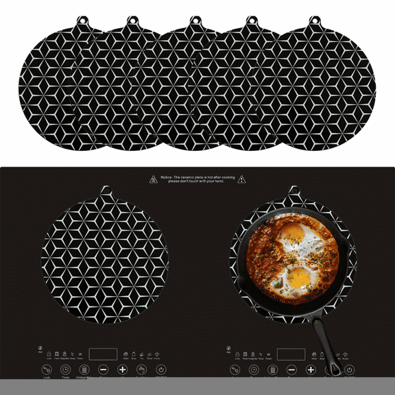 5 Pcs Induction Hob Protectors Cover Mat Anti-Slip Silicone Heat Insulated