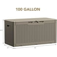 thumbnail image 2 of BOBOKY 100 Gallon Waterproof Large Resin Deck Box Indoor Outdoor Lockable Storage Container for Patio Furniture Cushions Garden Tools (100 Gallon)Light Brown, 2 of 9