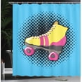 thumbnail image 3 of Ambesonne Pop Culture Shower Curtain, Skate on Halftone Dots, 69"Wx70"L, Sky Blue Yellow Pink, 3 of 4