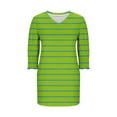 thumbnail image 5 of Women Striped T Shirt Dress Casual Mini Loose V-Neck Short Sleeve Striped Dresses with Pocket 2025 Trendy Streetwear, 5 of 7