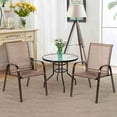 thumbnail image 4 of Costway 4PCS Patio Chair Dining Chair Garden Deck Yard W/Armrest Brown, 4 of 10