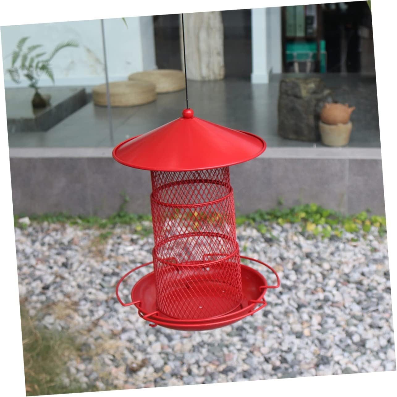 Bird Feeders for Outdoors Hanging, Durable Metal Birds Feeder with 4.5LB Large Capacity, Red Winter Bird Feeders,Sturdy & Weatherproof, Easy to Clean & Refill, Great for Attracting Cardinal,Blue Jay