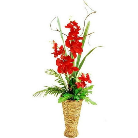 - 47 in. Phalaenopsis Orchid Garden with Phoenix Palms, Empress leafs & Air Roots in a Tapered Basket